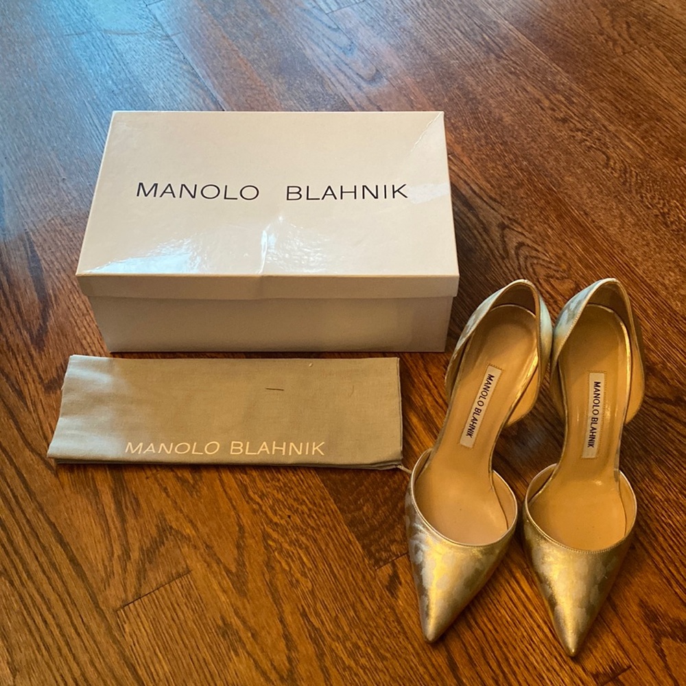 Manolo Blahnik Gold/Silver Heels